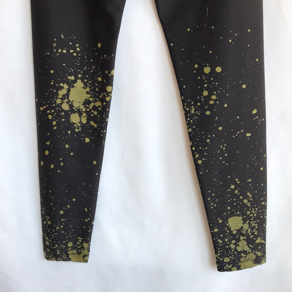 Hot Sox black paint splatter design leggings, sz M - Picture 8 of 11